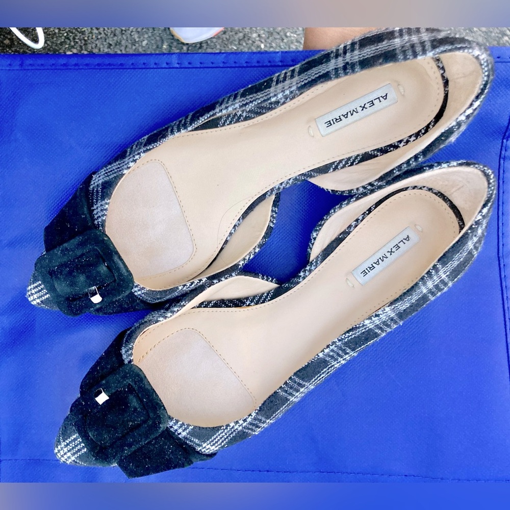 Plaid and velvet women’s flats